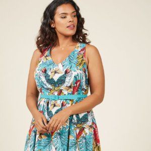 ModCloth Take Up Space Cotton A Line Drss-Tropical
